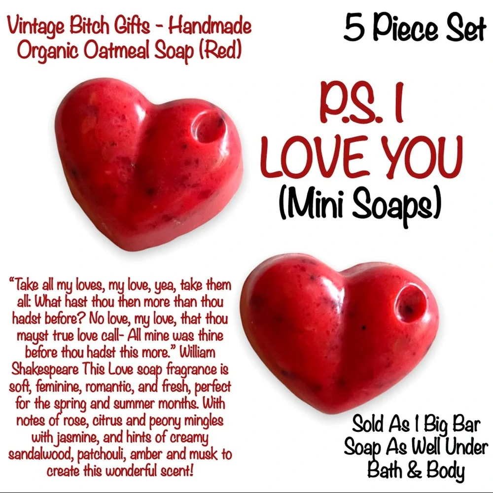 VintageBitch Gifts PS I Love You Organic Oatmeal Soap 5 Piece Minis PRICE FIRM